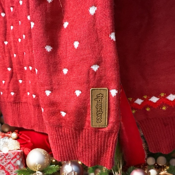 Happy Holidays Red Sweater with Tassels - Picture 5 of 7